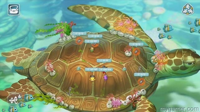 In one stage, players travel on the back of a Majora's Mask turtle