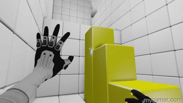 The first block you activate will stand the tallest in this yellow set of 3