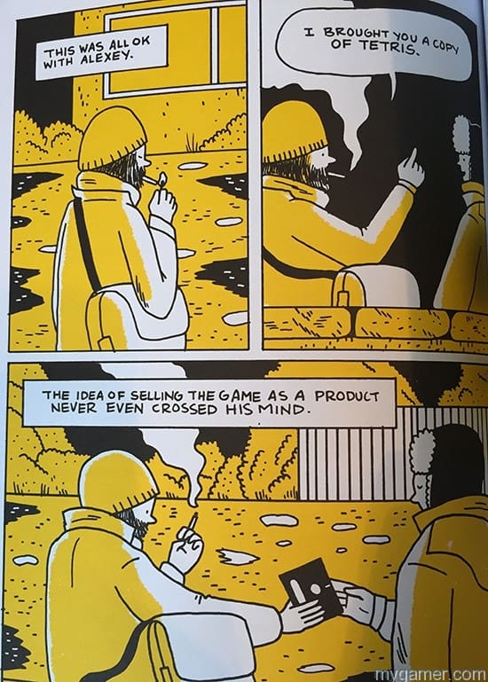 Alexey Pajitnov is smoking in pretty much every panel