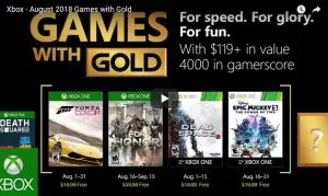 Xbox Games with Gold Aug 2018