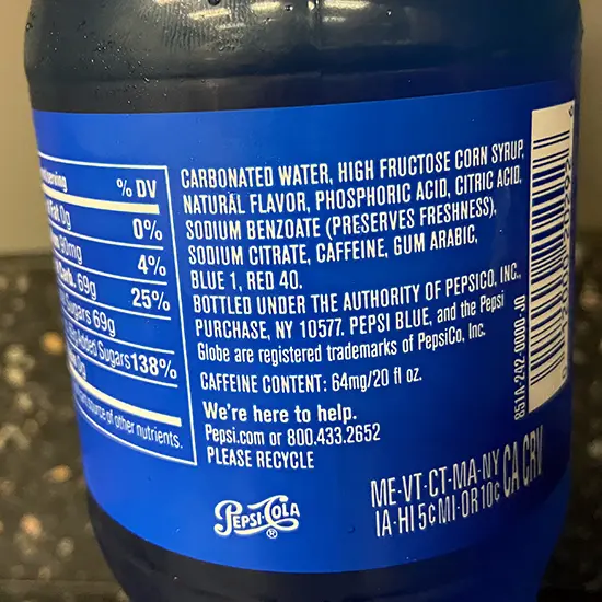 Pepsi Blue ingredients Pepsi Blue ingredients