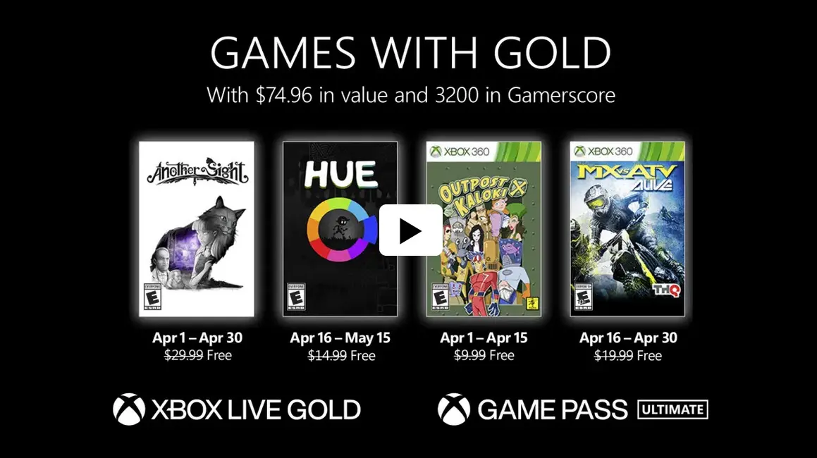 Xbox Games with Gold April 2022