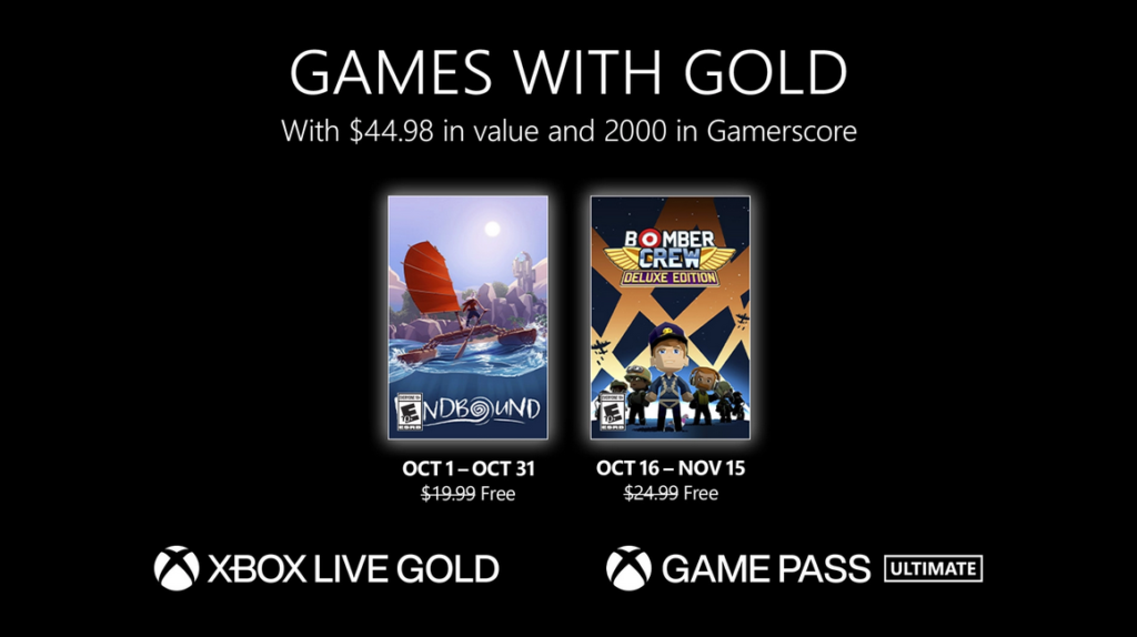 Xbox Gold Oct 2022 free games