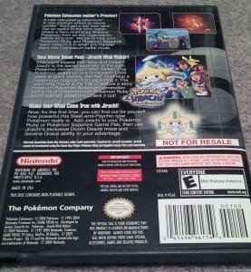Pokemon Colosseum Back of BOx
