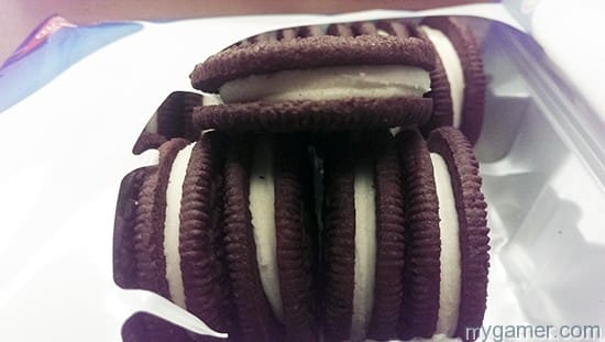 They stand taller than regular Oreos but shorter than Double Stuffers
