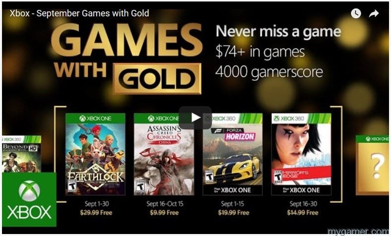 Xbox Live Games With Gold Sept2016