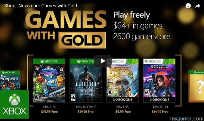 XBox Games Gold NOv 2016