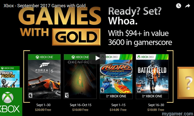 Xbox Games Gold Sept 2017
