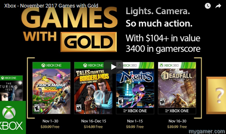 Xbox Gold Nov 2017 Free