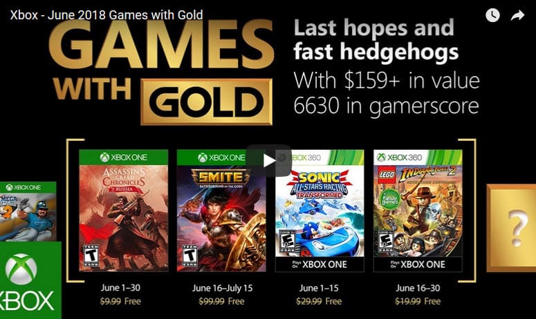 Games with Gold Xbox June 2018
