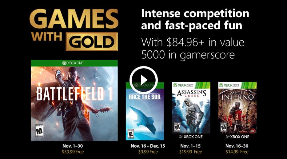 Xbox Games with Gold Nov 2018
