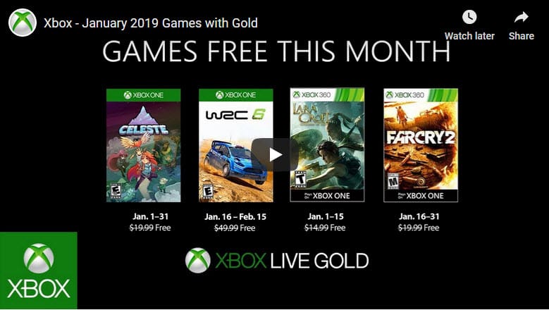 Xbox games with gold Jan 2019