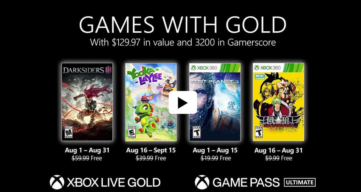 Xbox games with gold Aug 2021