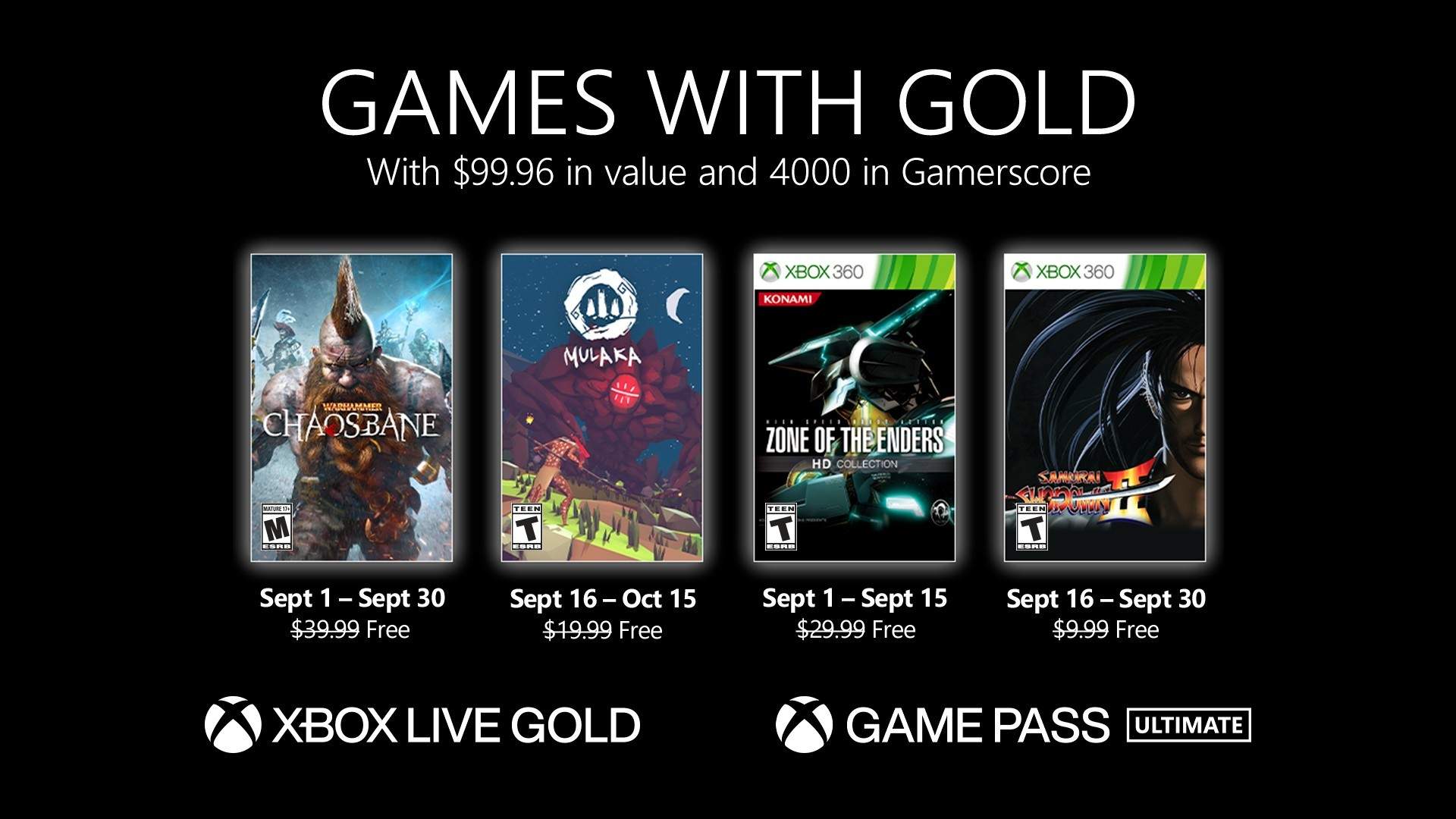 Xbox games with Gold Sept 2021