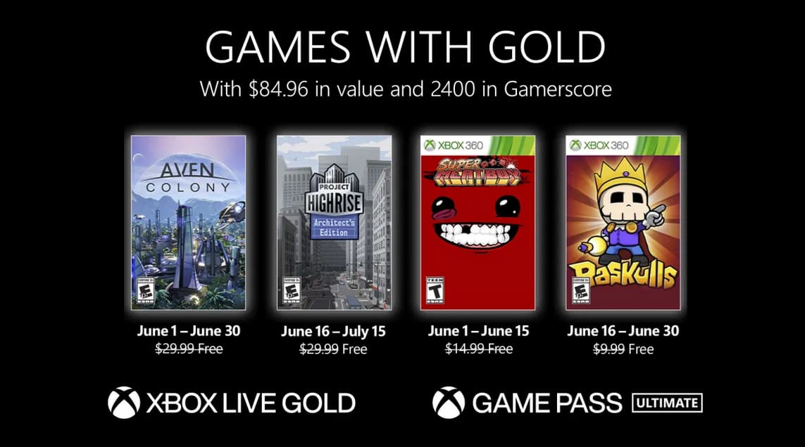 June 2022 Xbox free games gold