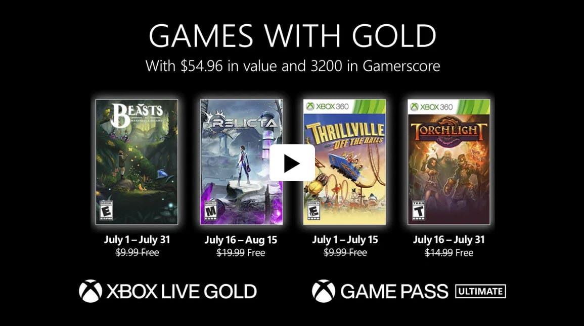 Xbox games with gold July 2022