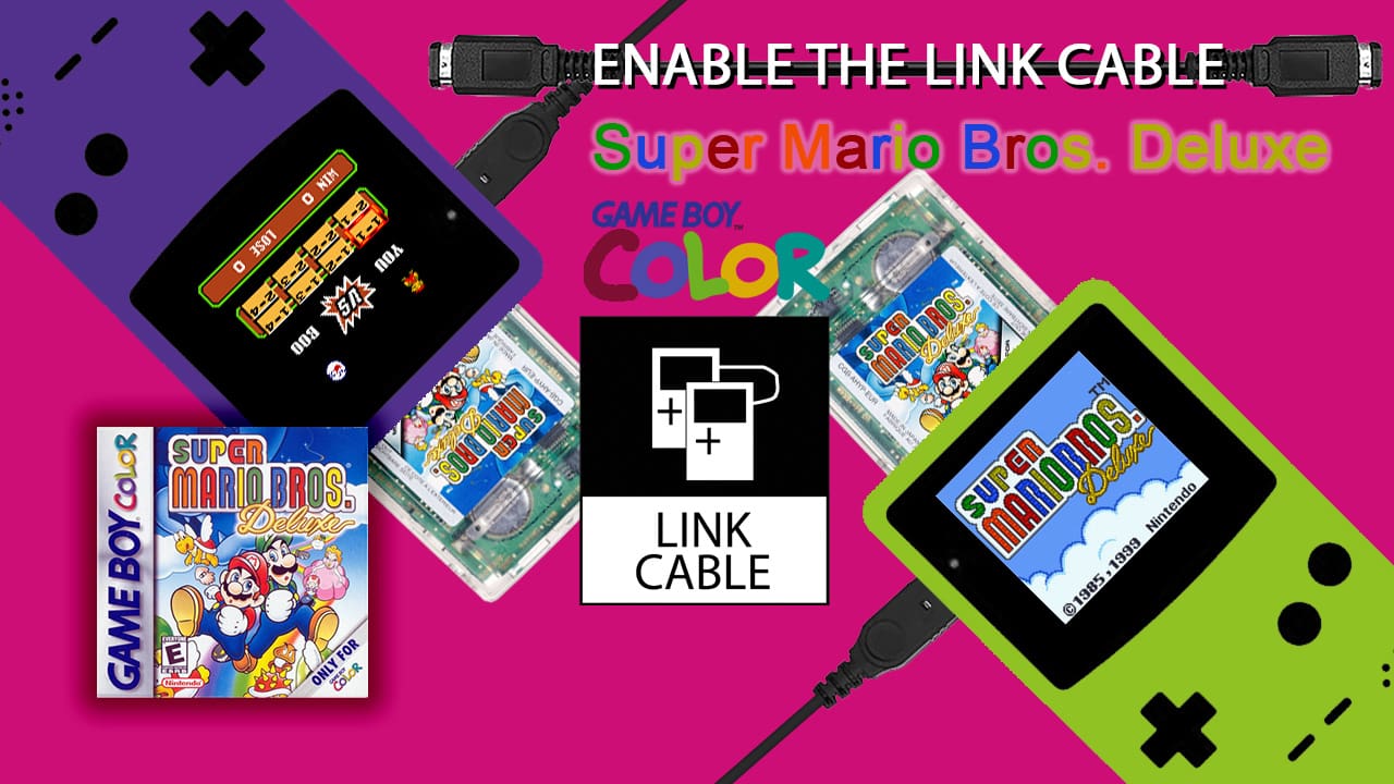 Enable Link Cable Super Mario Bros DLX GBC banner