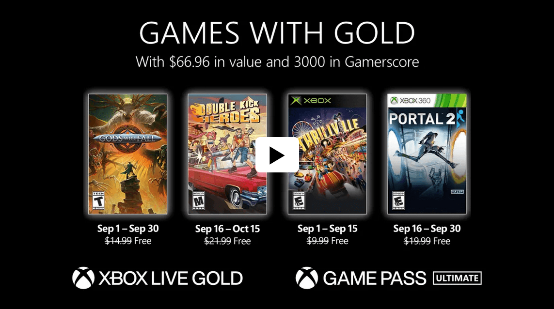 Xbox games with goild Sept 2022