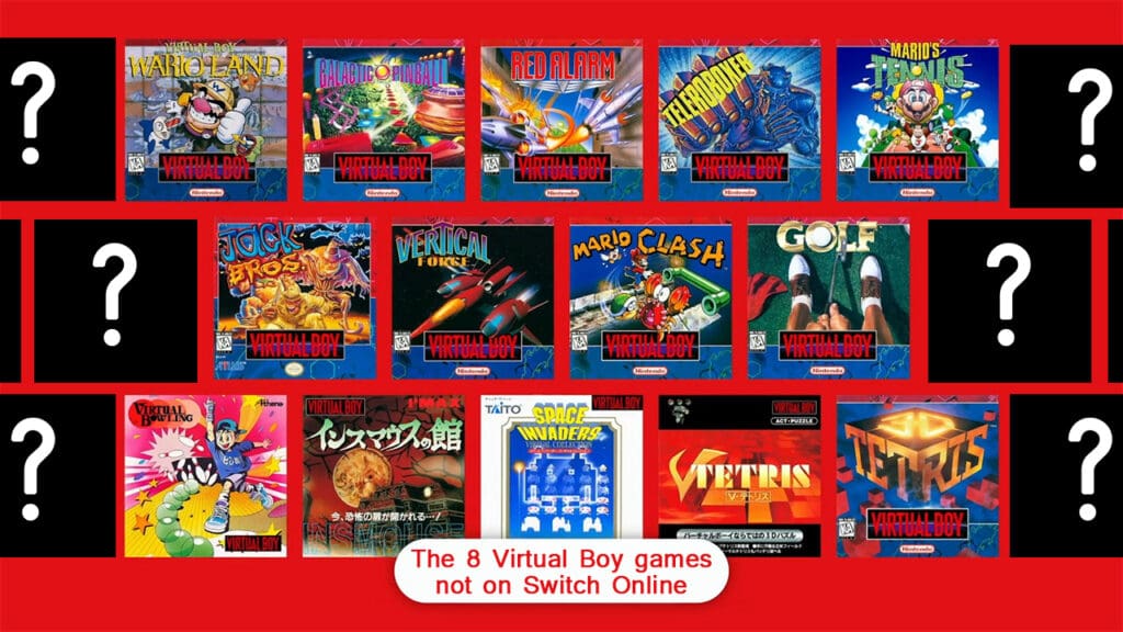 Virtual Boy Switch Online missing games banner Virtual Boy Switch Online missing games banner